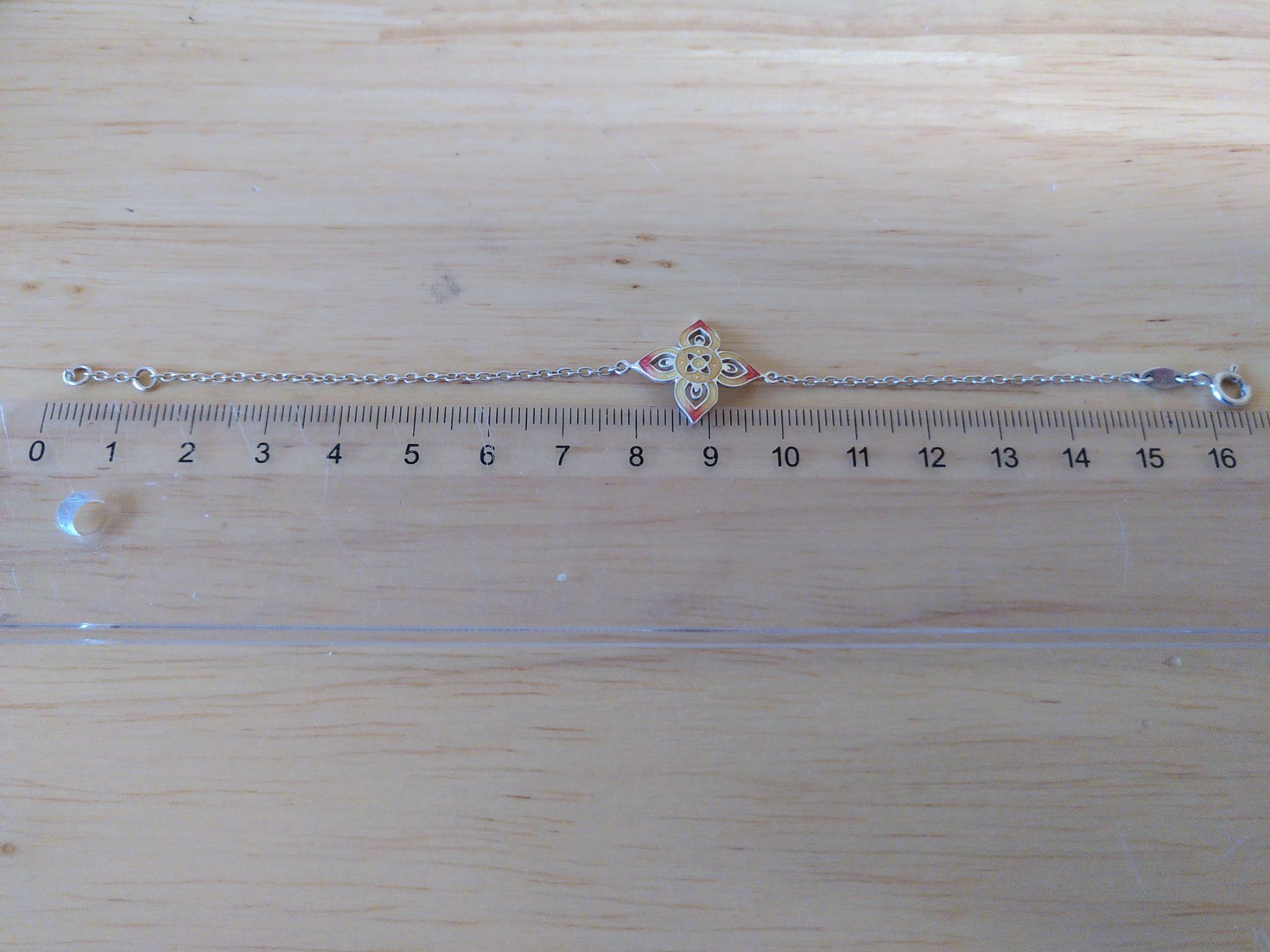 Olga Ribler Armbänder & -reifen: Silber 925 Armkette mit Emaille Blume Vintage – Gebraucht aus Kriens von Wolly85 2