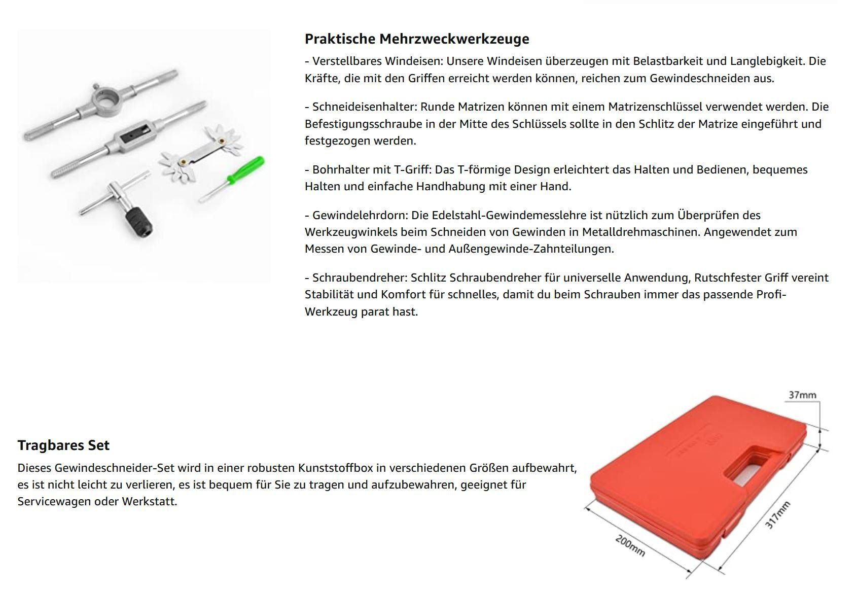 Tutti gli attrezzi: 40-teiliges Gewindeschneider Set, M3-M12 Gewindebohrer – Nuovo e nell'imballaggio originale da Zürich venduto da MueDes 7