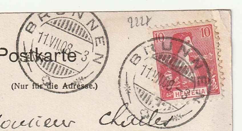 Cartoline postali: Ansichtskarte Brunnen am Quai, Schwitz 1908 – Usato da St. Gallen venduto da Ricardo_Deals 2