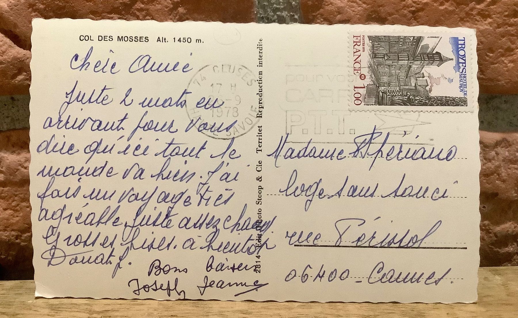 Cartoline postali: 1978 - COL DES MOSSES – Usato da Root venduto da ENGLAND-TREASURES 2