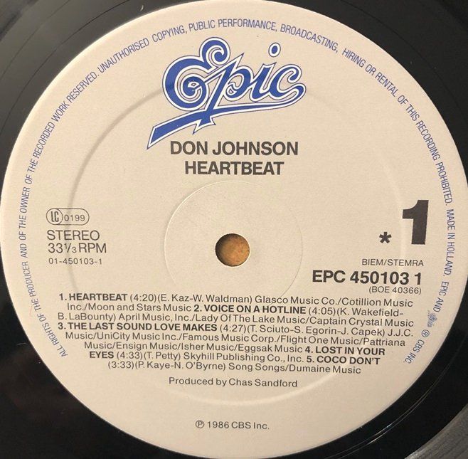 Dischi in vinile: Don Johnson - Heartbeat (LP) – Usato da Grüningen venduto da azulvinyl 3