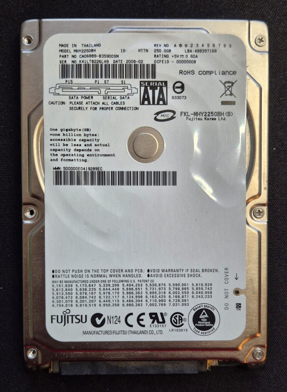 Fujitsu Dischi rigidi: Disque dur 250GB SATA 2.5" Fujitsu - Testé OK – Usato da Neyruz FR venduto da RetroLab_