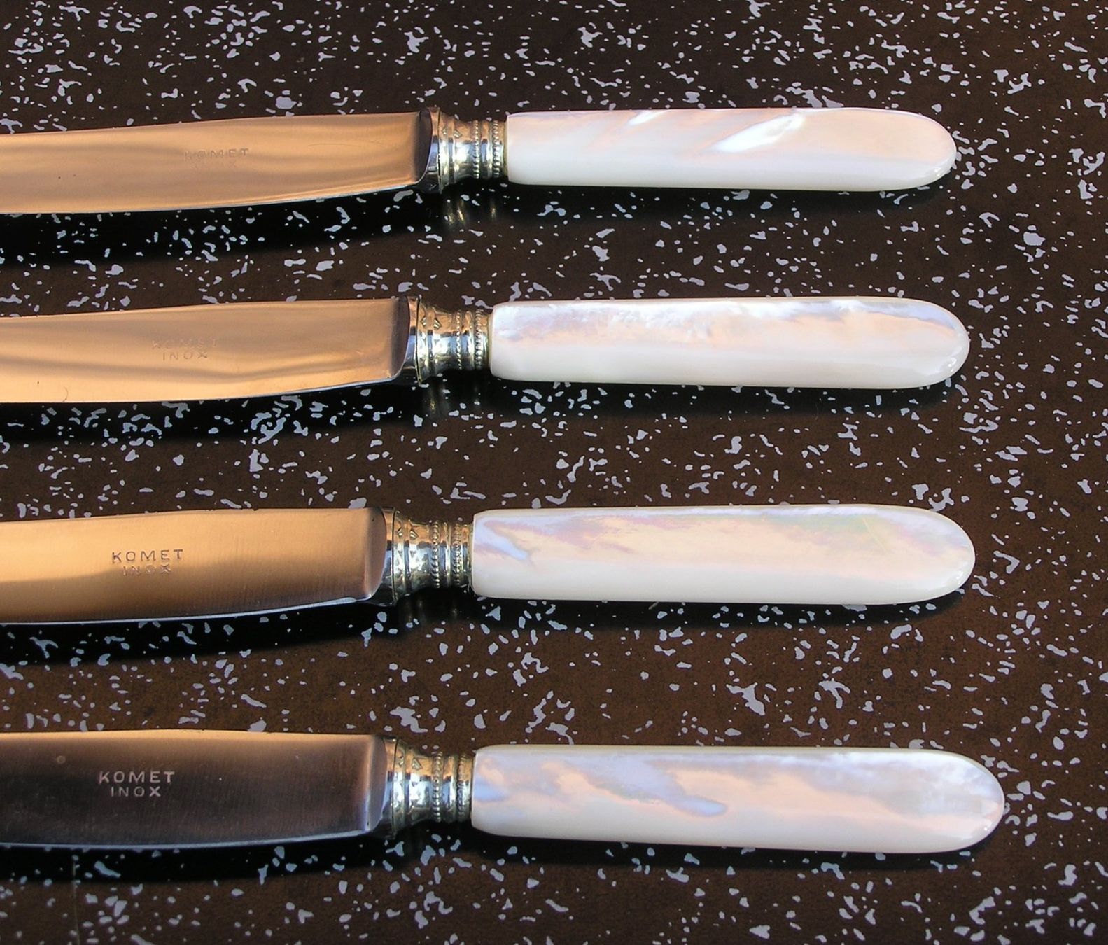 Posate: 10 VINTAGE MESSER DESSERTMESSER PERLMUTTOPTIK – Usato da Grenchen venduto da Antique-hunter 3