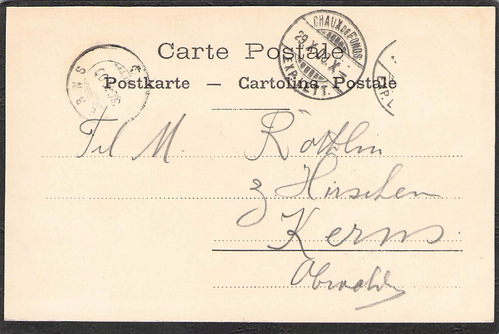 Cartoline postali: ^Chaux de Fonds,rue Léopold Robert ,1908 – Usato da Reichenburg venduto da Pipo-67 1