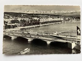 Postkarte Zürich Quaibrücke alte Trams, ca 1950 Fotoqualität