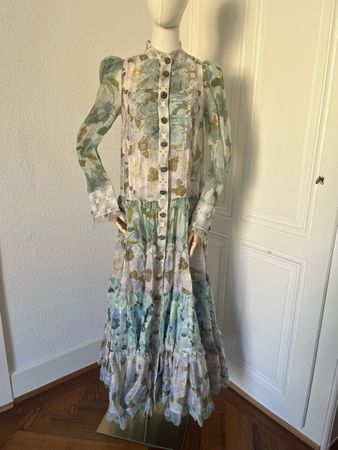 Zimmermann Rhythm Scalloped Dress Mixed Floral Print Size 0