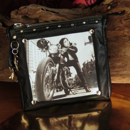 Taschenorganizer Damen oder Herren, schwarzes Leder, Clutch