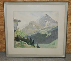 Aquarell v Buchs Edwin signiertes Aquarell  58 x 54 cm
