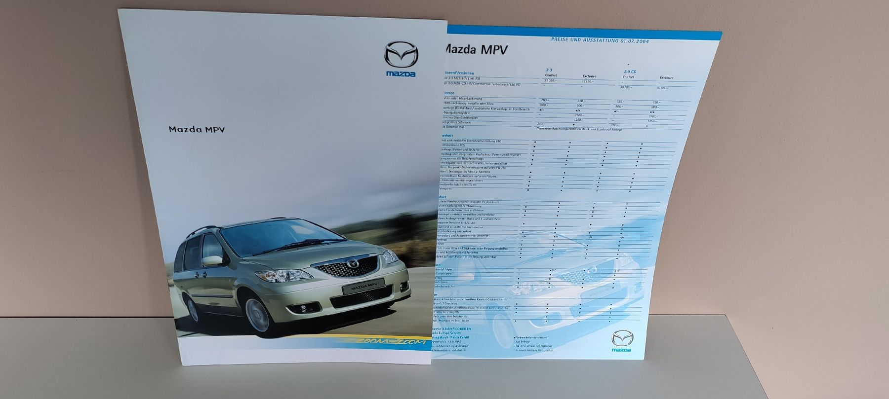 Mazda Dokumente: MAZDA MPV - Prospekt/Katalog - DE/inkl. Preisliste – Gebraucht aus Boswil von MAF_952