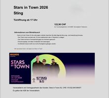 2 STING Tickets Stars in Town Schaffhausen 29. Juli 2026