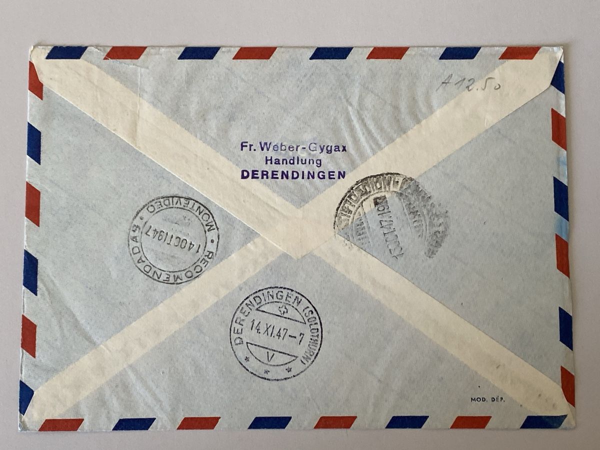 Tutti i francobolli: Swissair Erstflug 1947 Briefumschlag – Usato da Küssnacht a. Rigi venduto da Unique-Valuable 1