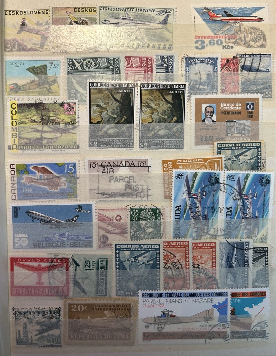 Alle Briefmarken: 4 DIN A5 Seiten Flugpost Luftpost weltweit – Gebraucht aus Bern von mon_622y 2