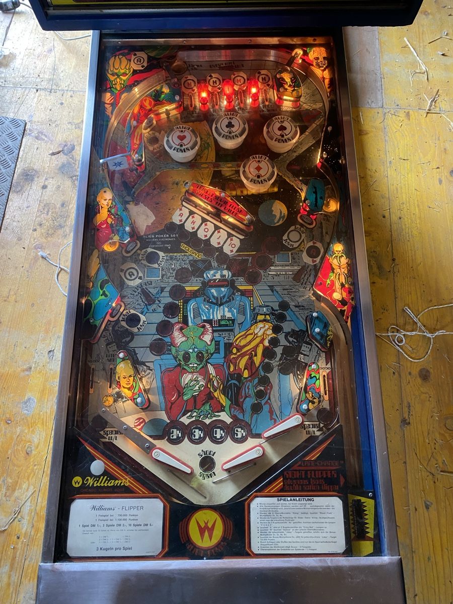 Williams Flipperkästen: Flipper Alien Poker (Williams, 1980) – Defekt aus St.Gallen von  1