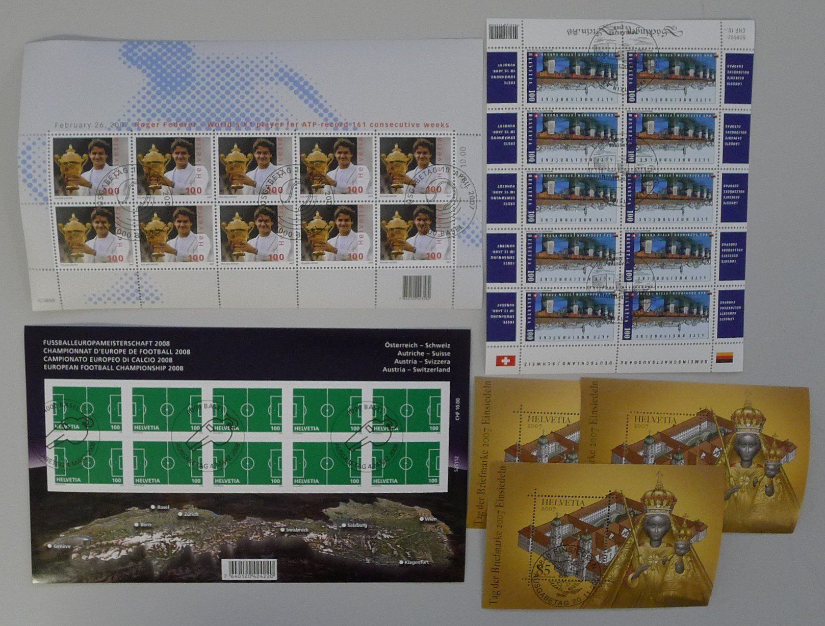 Alle Briefmarken: 1978-2010, SAMMLUNG Bogen + Kleinbogen von 42 Stück, Ersttag – Gebraucht aus Sursee von Luzernerraute 6