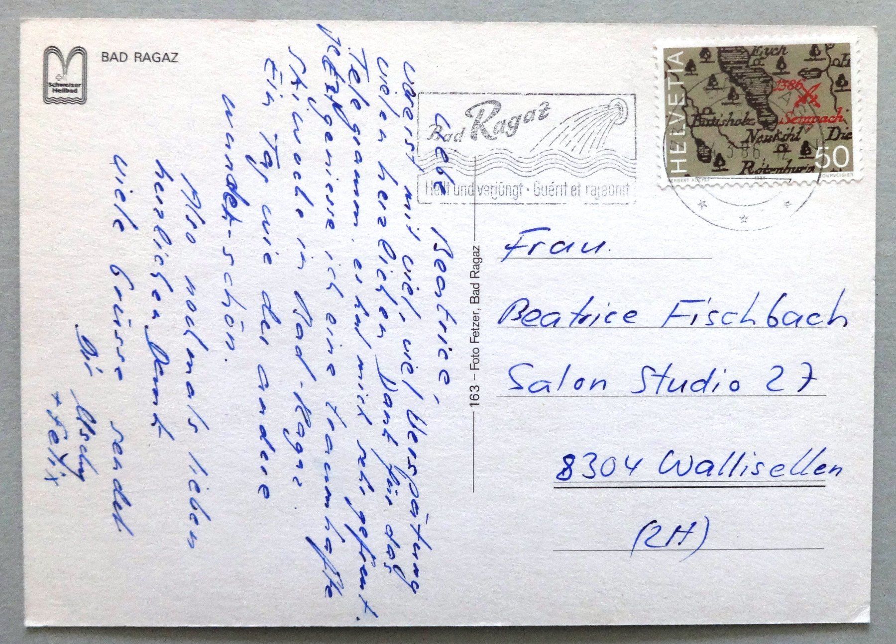 Cartoline postali: Bad Ragaz – Usato da Fétigny venduto da Billy2miny 1