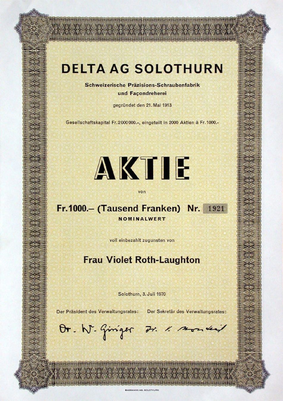 Documents: Delta Co., Solothurn - 1970 – D'occasion à Solothurn par Sgasche
