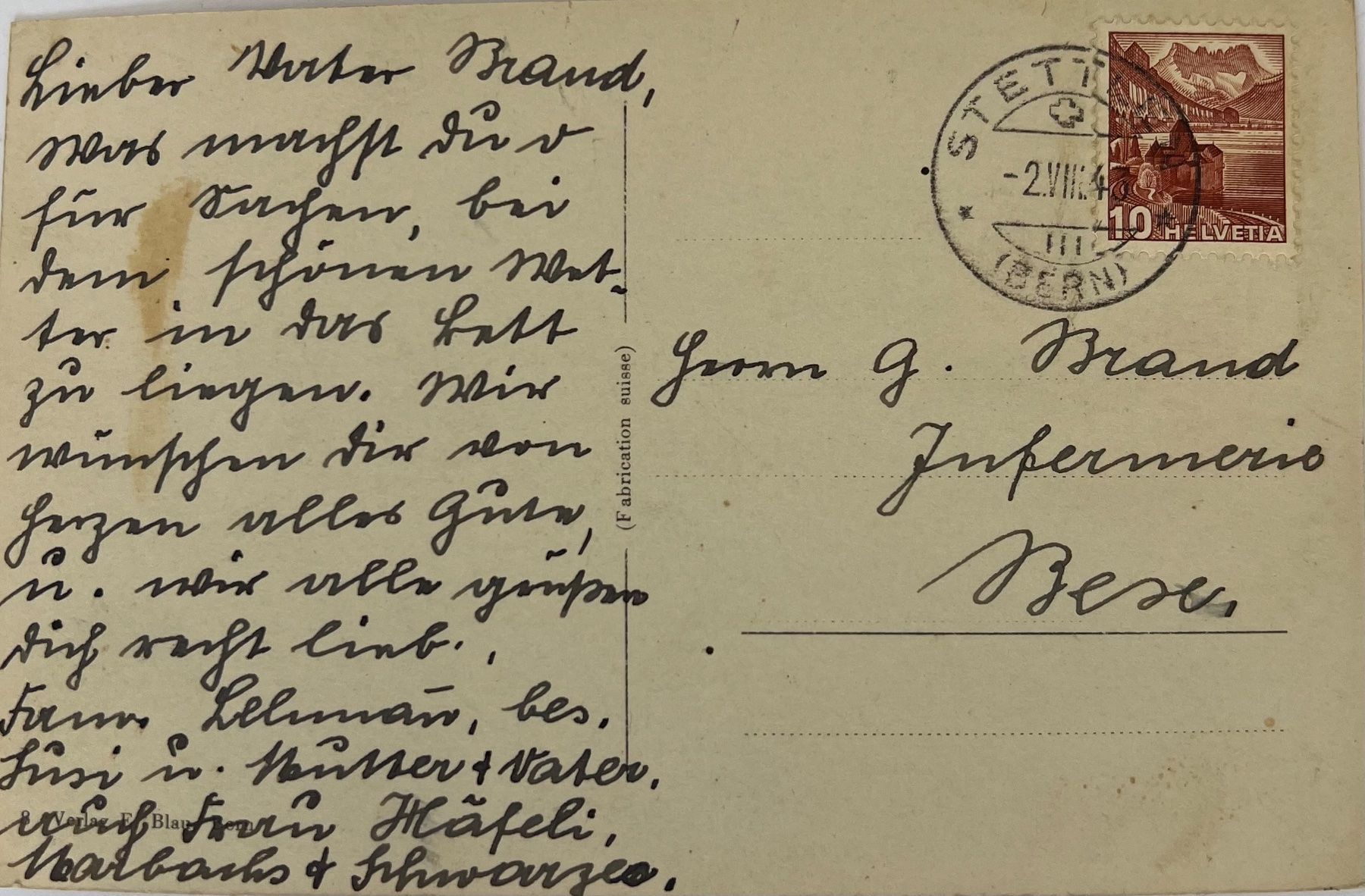 Ansichtskarten: Ansichtskarte Deisswil bei Stettlen 1943 mit Papierfabrik – Gebraucht aus Oberhofen Thun'see von SwissTreasure 6