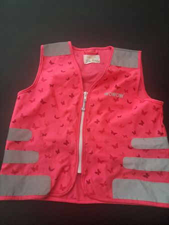 Warnweste Wowow Kinder pink mit Schmetterlingen gebraucht