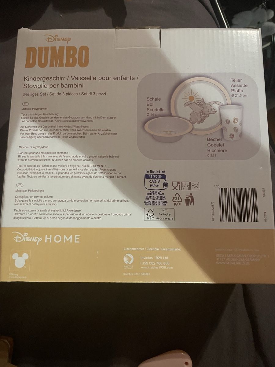 Disney Set di piatti: Dumbo Kindergeschirr – Nuovo e nell'imballaggio originale da Lenk im Simmental venduto da banane50626 1