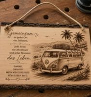 Wandschild Holz VW Bus Gravur Motiv neuwertig