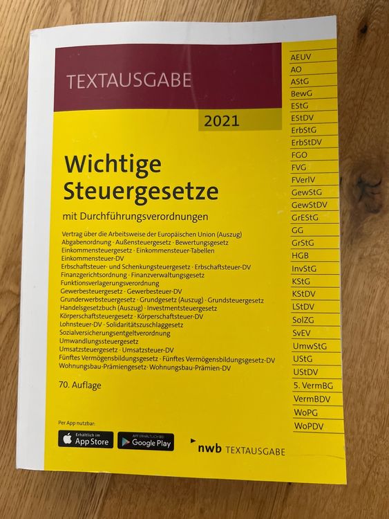 Wichtige Steuergesetze Textausgabe 2021 | Kaufen auf Ricardo