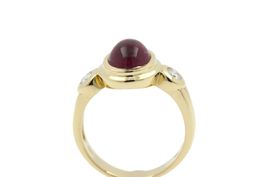 Rubelith Ring 2 Brillanten 18K Gelbgold Grösse 58 *S3208
