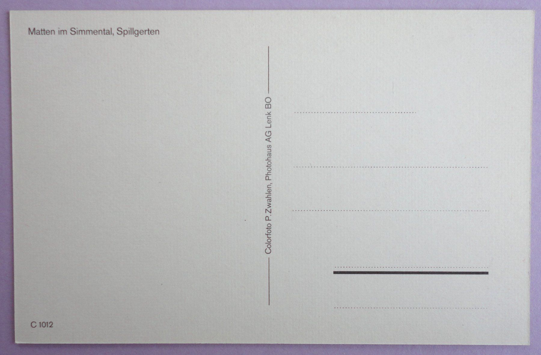 Cartes postales: Matten im Simmental, Spillgerten – D'occasion à Fétigny par Billy2miny 1