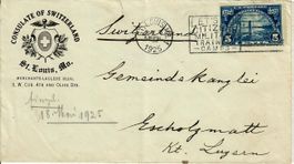 Brief, Consulate of Switzerland St. Louis USA -Escholzmatt