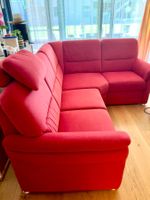 Edles rotes LIPO Ecksofa, echtes Alcantara