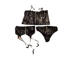 NEUER Straps 3-Teiler schwarz im Wetlook Gr. S - 221887
