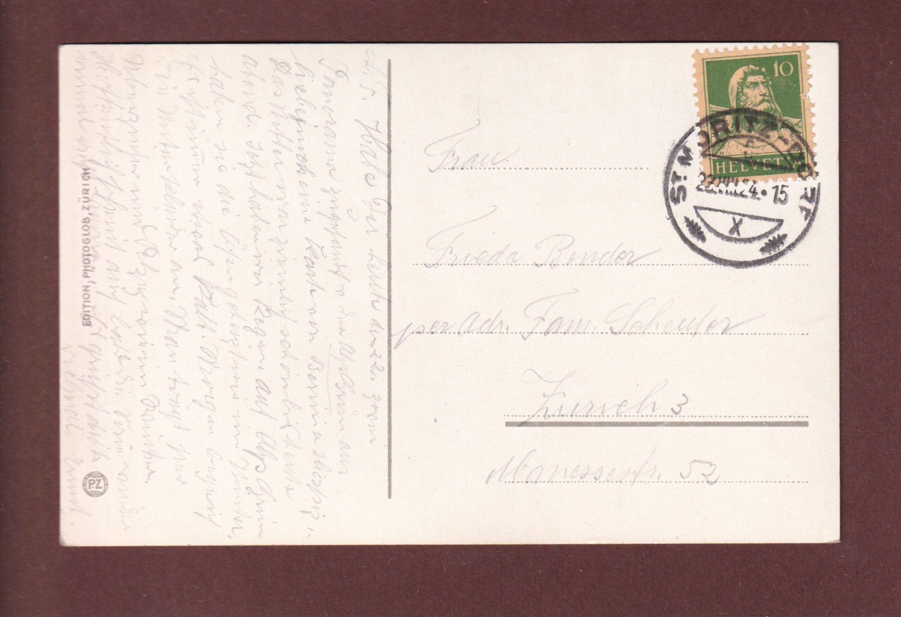 Cartes postales: BERNINA-HOSPIZ - 1924 – D'occasion à Pully par nicecards-shop 1