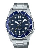 ⌚ Herrenuhr ®CASIO Analog Edelstahl Blau Silber 43mm 50M NEU