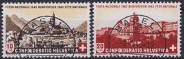 1943, Serie B20+B21 mit Halbmondstempel BASEL