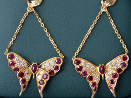 Ohrringe Diamanten Rubine boucles d'oreilles 18K / 750