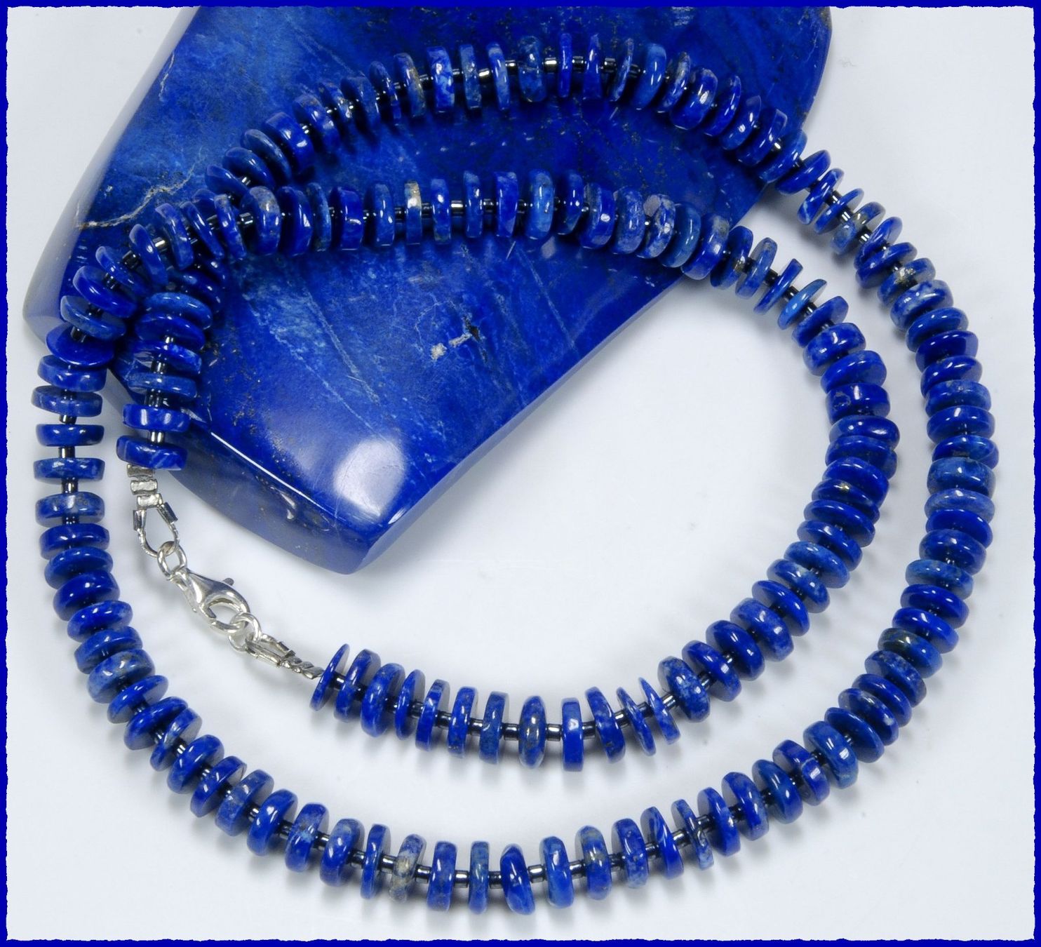 Catenine: ♛ Lapislazuli Scheiben Kette, ca. 48cm 925 Silber – Nuovo e nell'imballaggio originale da Oberglatt ZH venduto da Hot-Spot