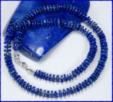 ♛ Lapislazuli Scheiben Kette, ca. 48cm 925 Silber