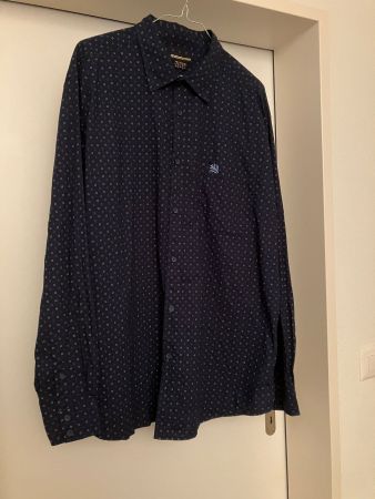 Modisches Popeline Hemd, dunkelblau mit Motiv, Grösse XL