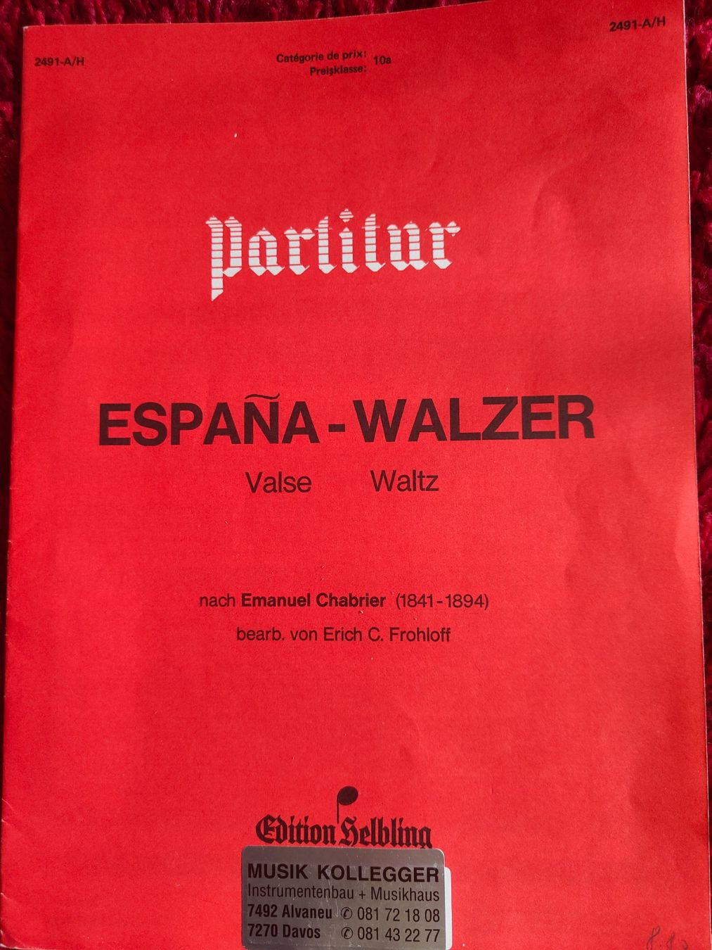 Libri: Noten Partitur Espana-Walzer Emanuel Chabrier – Nuovo (secondo la descrizione) da Davos-Platz venduto da musikhauskollegger
