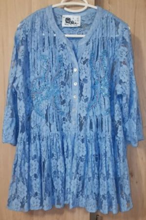 Spitzen Bluse Cotton Gr XL