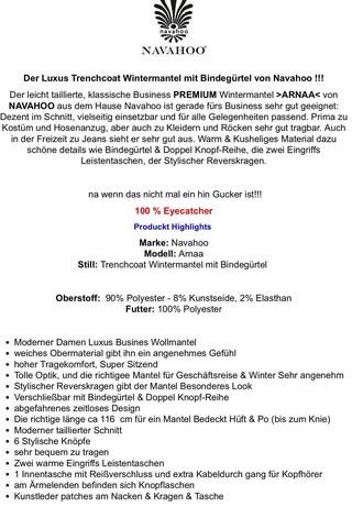 Cappotti: Grauer Navahoo Premium Damen Mantel, Gr.S, – Nuovo (secondo la descrizione) da Meggen venduto da AuDa17 9