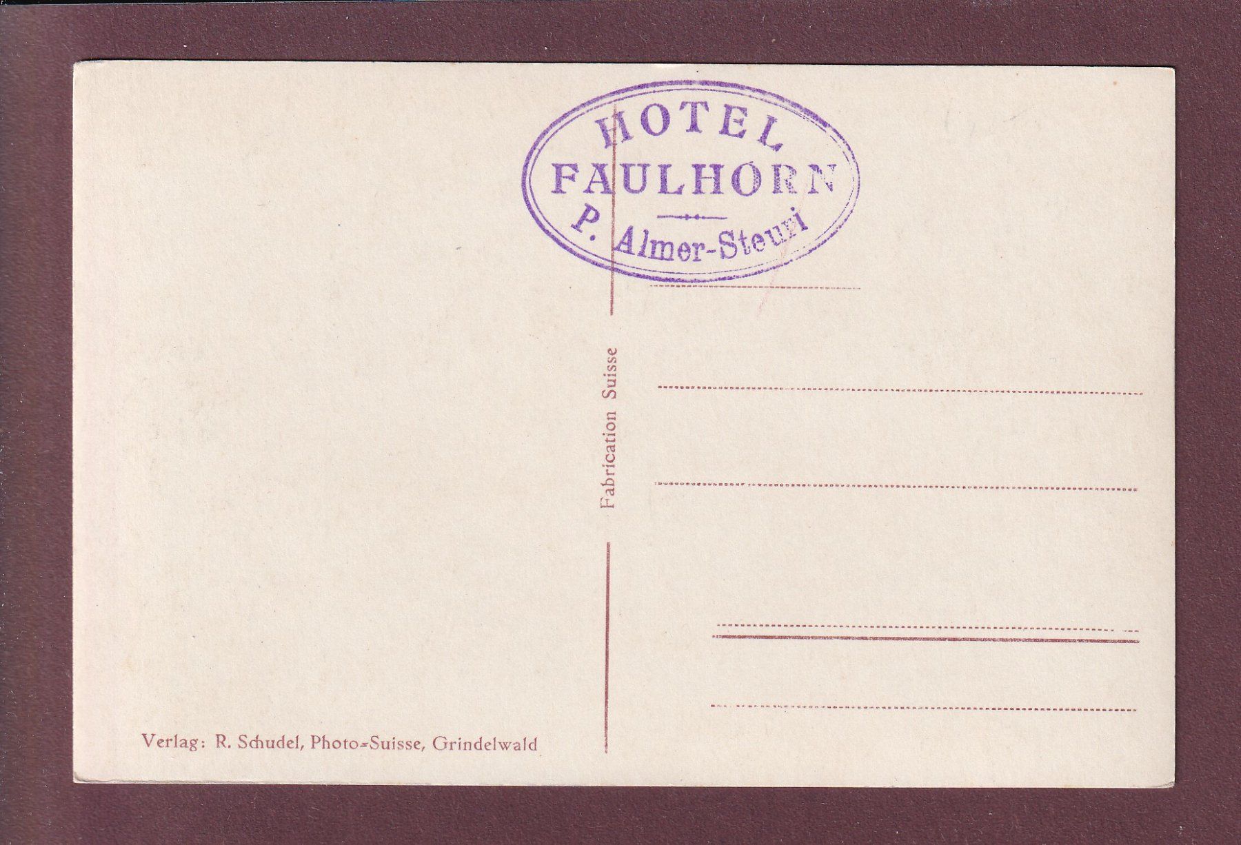Cartoline postali: Hotel FAULHORN – Usato da Pully venduto da nicecards 1