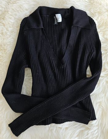 Pullover Rippstrick Divided kurz/Croptop/Dekolleté,Gr. S