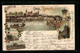 Litho Rapperswyl, Bahnhof, Schloss, Orts