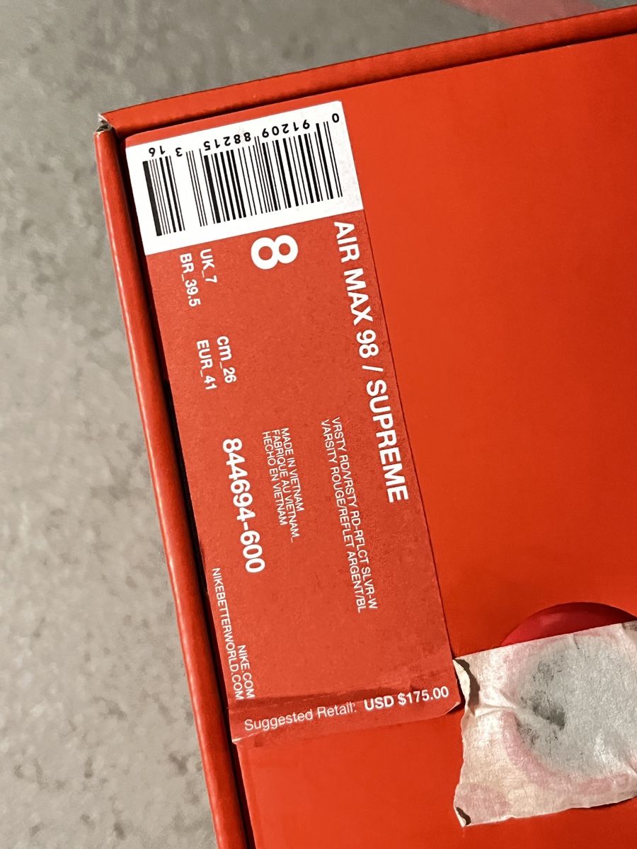 Supreme Scarpe da uomo: Air Max 98 x Supreme – Nuovo (secondo la descrizione) da Rombach venduto da akiromay 9