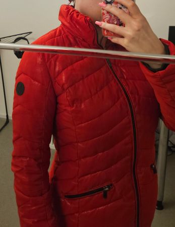Rote Armani Jeans Jacke, Grösse S/M