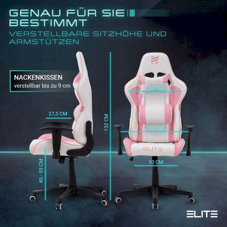 ELITE Gaming-Stuhl DESTINY Weiß/Pink
