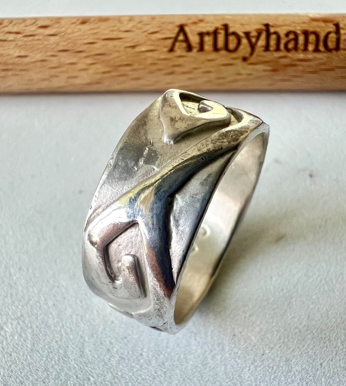 Anelli: Silberschmiede Ring 925 div. MPzen mit skulpturalem Muster – Usato da Ruswil venduto da artbyhand 7