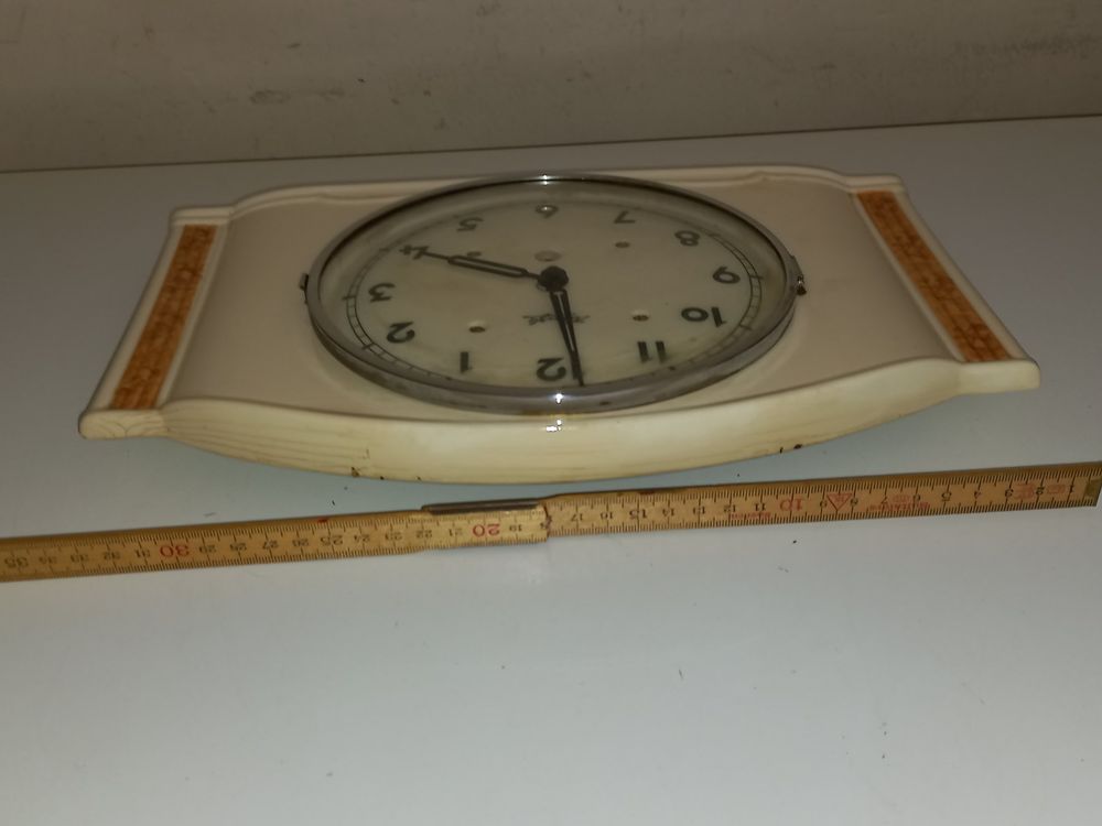 Vevendo Küchen-Wanduhr Holz Retro Design 32cm | Leises Quarzuhrwerk | Shabby Chic Paris 1954