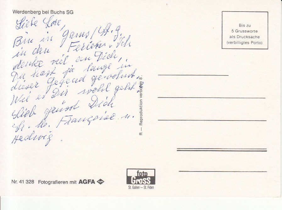 Cartoline postali: Werdenberg, ca. 1970 – Usato da Bürglen TG venduto da StampGraf 1