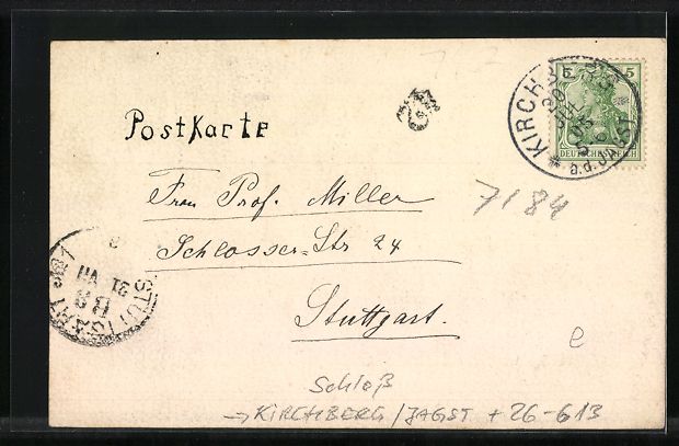 Cartoline postali: Handgemalt: Kirchberg /Jagst, Blick auf  – Usato da Berlin venduto da bartko-reher 1